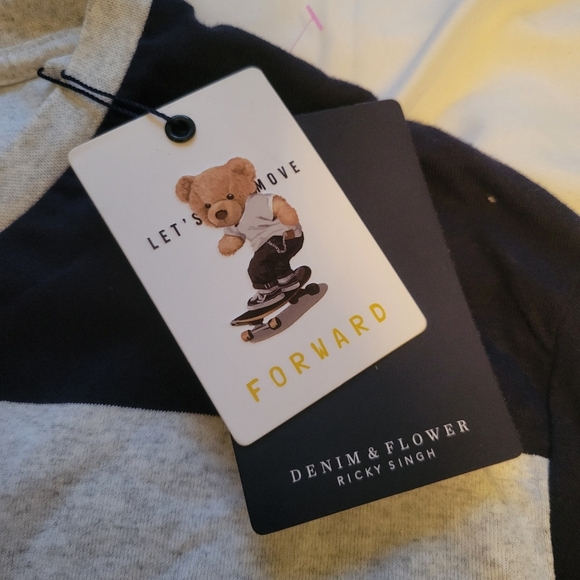 Denim & Flower Striped Tee - Picture 6 of 6